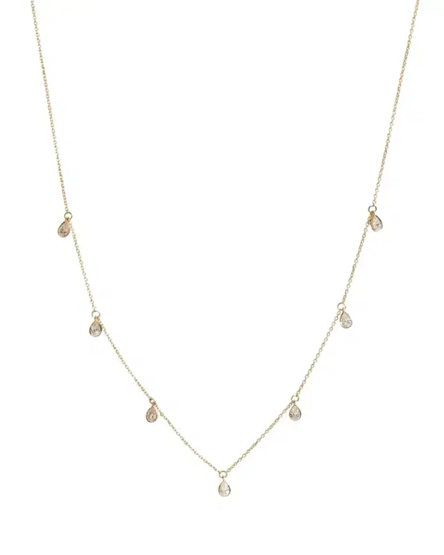 Kendall Row 14K Yellow Gold Bezel Pear Diamond Station Necklace, 16-18"L