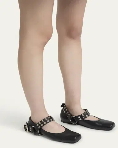 Alaïa Leather Grommet Harness Ballerina Flats | Thumbnail 2