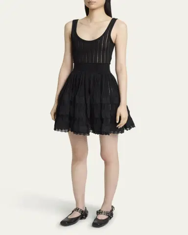 Alaïa Leather Grommet Harness Ballerina Flats | Thumbnail 3