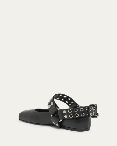 Alaïa Leather Grommet Harness Ballerina Flats | Thumbnail 4