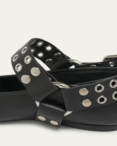 Alaïa Leather Grommet Harness Ballerina Flats | Thumbnail 5