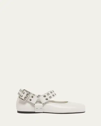 Alaïa Leather Grommet Harness Ballerina Flats | Thumbnail 6
