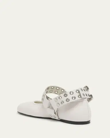 Alaïa Leather Grommet Harness Ballerina Flats | Thumbnail 7