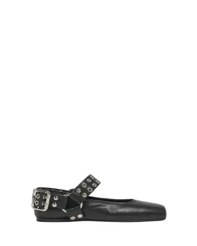Alaïa Leather Grommet Harness Ballerina Flats | Thumbnail 1