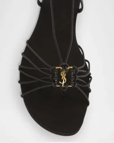 Saint Laurent Babylone Strappy YSL Ankle-Tie Sandals | Thumbnail 3 Saint Laurent Babylone Strappy YSL Ankle-Tie Sandals | Thumbnail 3