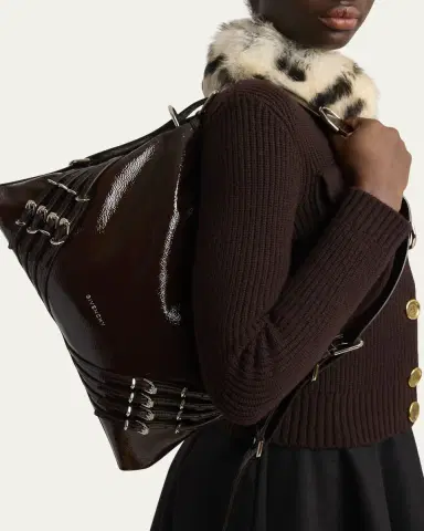 Givenchy Voyou Medium Buckle Shoulder Bag in Shiny Leather | Thumbnail 2
