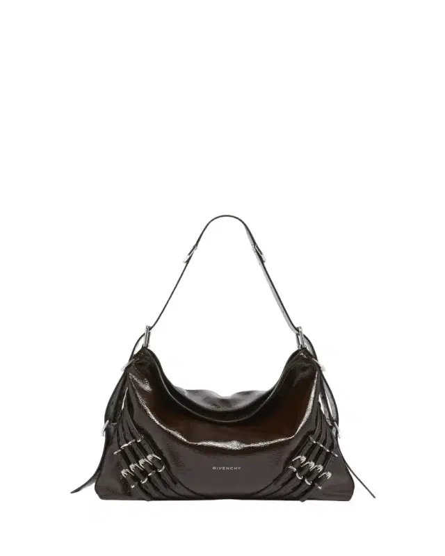 Voyou Medium Buckle Shoulder Bag in Shiny Leather