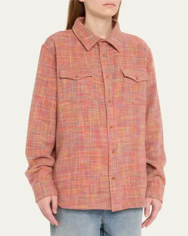 God's True Cashmere Flower Space Dye Tartan Cashmere Shirt Jacket | Thumbnail 4