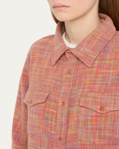 God's True Cashmere Flower Space Dye Tartan Cashmere Shirt Jacket | Thumbnail 5