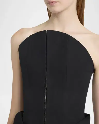 McQueen Curved Strapless Zip-Front Bustier Top | Thumbnail 4