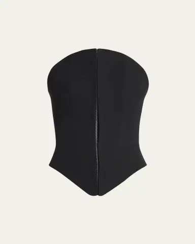 McQueen Curved Strapless Zip-Front Bustier Top | Thumbnail 5
