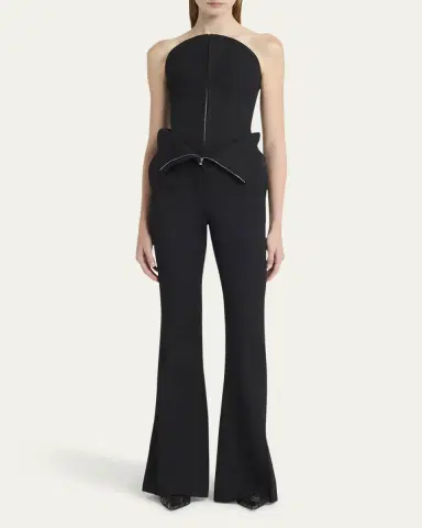 McQueen Curved Strapless Zip-Front Bustier Top | Thumbnail 6