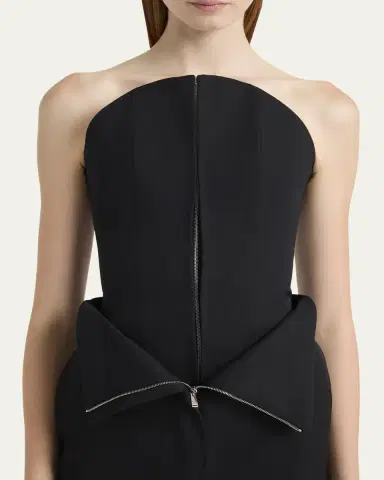 McQueen Curved Strapless Zip-Front Bustier Top | Thumbnail 9