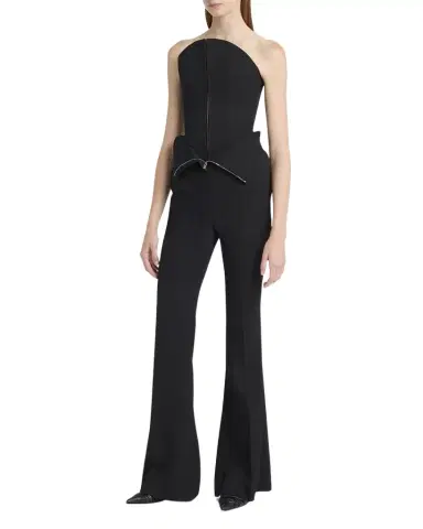 McQueen Curved Strapless Zip-Front Bustier Top | Thumbnail 1
