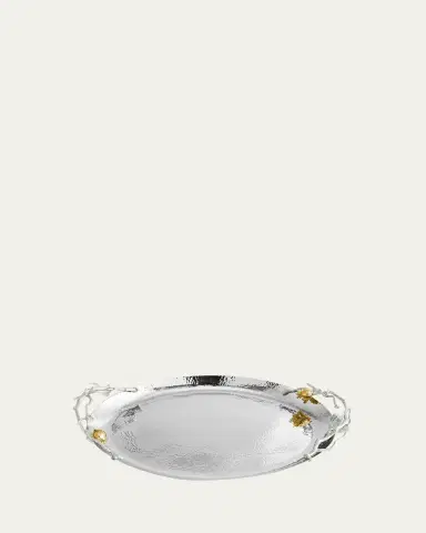 Michael Aram Pomegranate Silver & Gold Oval Tray with 24K Goldplate | Thumbnail 2 Michael Aram Pomegranate Silver & Gold Oval Tray with 24K Goldplate | Thumbnail 2
