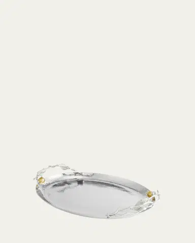 Michael Aram Pomegranate Silver & Gold Oval Tray with 24K Goldplate | Thumbnail 3 Michael Aram Pomegranate Silver & Gold Oval Tray with 24K Goldplate | Thumbnail 3