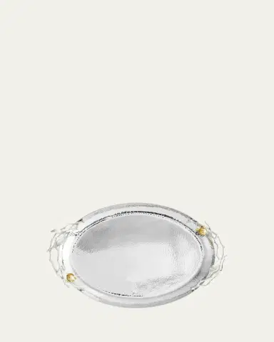 Michael Aram Pomegranate Silver & Gold Oval Tray with 24K Goldplate | Thumbnail 4 Michael Aram Pomegranate Silver & Gold Oval Tray with 24K Goldplate | Thumbnail 4