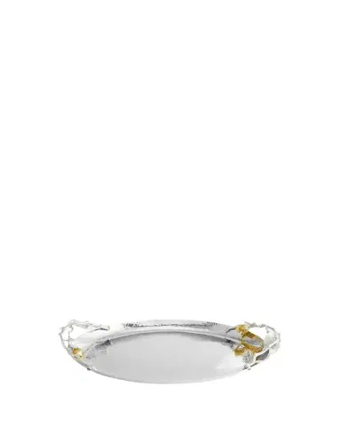 Michael Aram Pomegranate Silver & Gold Oval Tray with 24K Goldplate | Thumbnail 1 Michael Aram Pomegranate Silver & Gold Oval Tray with 24K Goldplate | Thumbnail 1