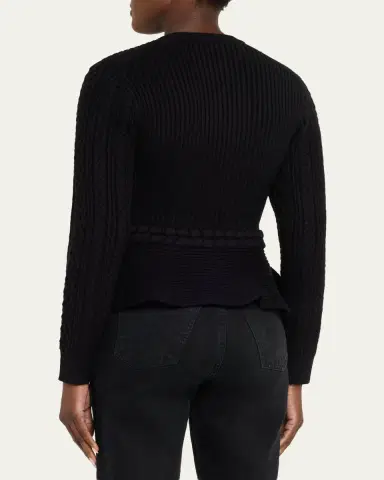 Simkhai Andi Mixed-Knit Cotton Peplum Jacket | Thumbnail 3