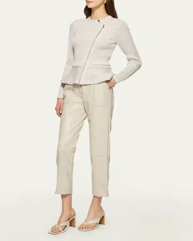Simkhai Andi Mixed-Knit Cotton Peplum Jacket | Thumbnail 6