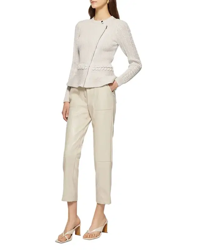 Andi Mixed-Knit Cotton Peplum Jacket