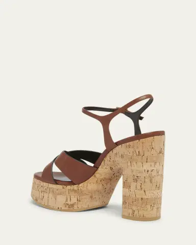 Saint Laurent Bianca Leather Cork Platform Sandals | Thumbnail 4 Saint Laurent Bianca Leather Cork Platform Sandals | Thumbnail 4
