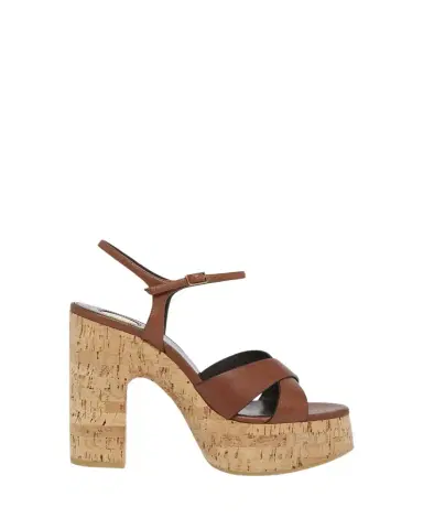 Saint Laurent Bianca Leather Cork Platform Sandals | Thumbnail 1 Saint Laurent Bianca Leather Cork Platform Sandals | Thumbnail 1