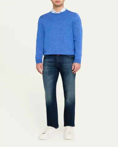 Kiton Men's Cashmere and Linen Crewneck Sweater | Thumbnail 2