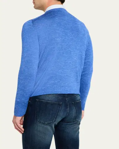 Kiton Men's Cashmere and Linen Crewneck Sweater | Thumbnail 3