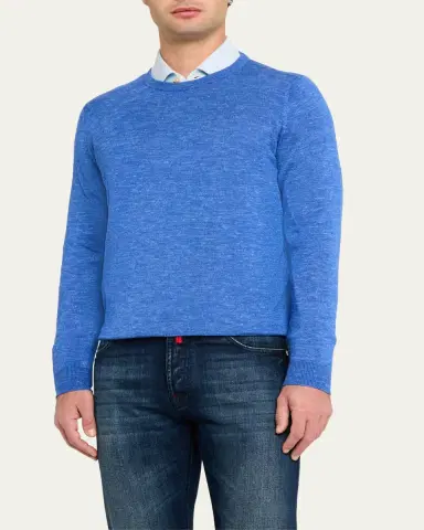 Kiton Men's Cashmere and Linen Crewneck Sweater | Thumbnail 4