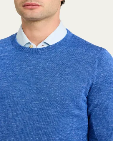 Kiton Men's Cashmere and Linen Crewneck Sweater | Thumbnail 5