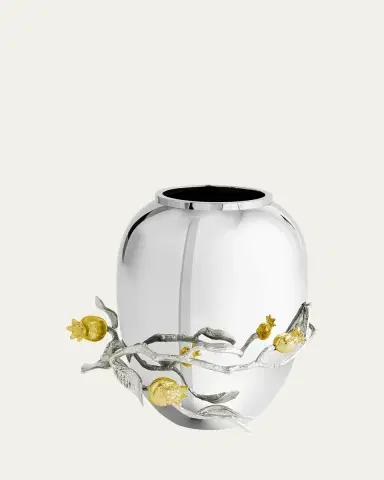 Michael Aram Pomegranate Silver & Gold Medium Vase with 24K Goldplate | Thumbnail 6