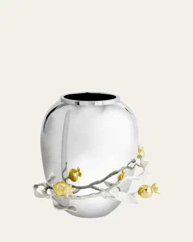 Michael Aram Pomegranate Silver & Gold Medium Vase with 24K Goldplate | Thumbnail 7