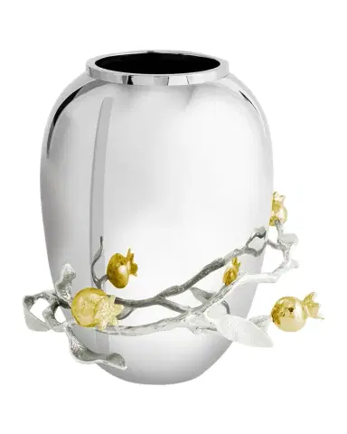 Michael Aram Pomegranate Silver & Gold Medium Vase with 24K Goldplate | Thumbnail 1