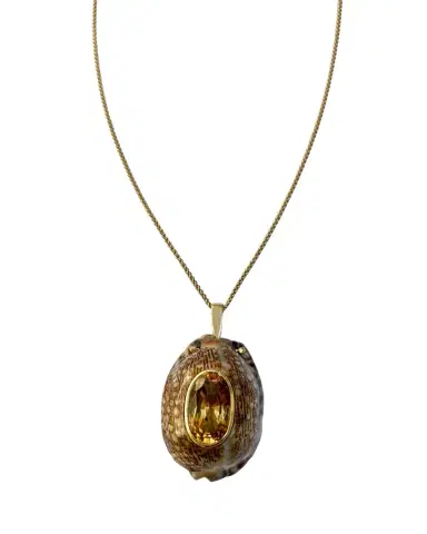 Haute Victoire 14K Yellow Gold Shell and Citrine Necklace | Thumbnail 1