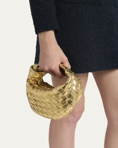 Bottega Veneta Mini Jodie Metallic Leather Top-Handle Bag | Thumbnail 2