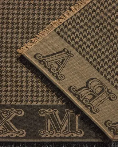 Max Mara Logo Houndstooth Fringe Wool Scarf | Thumbnail 4 Max Mara Logo Houndstooth Fringe Wool Scarf | Thumbnail 4