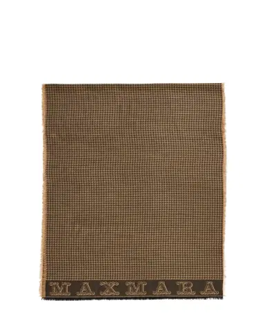 Max Mara Logo Houndstooth Fringe Wool Scarf | Thumbnail 1 Max Mara Logo Houndstooth Fringe Wool Scarf | Thumbnail 1