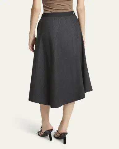 Loewe Logo Band Asymmetric Wool Cashmere Midi Skirt | Thumbnail 3