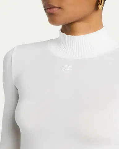 Courrèges Re-Edition Mock-Neck Long-Sleeve Fitted Top | Thumbnail 11