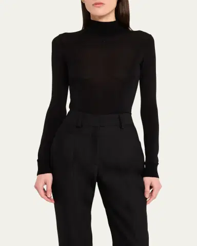 Courrèges Re-Edition Mock-Neck Long-Sleeve Fitted Top | Thumbnail 15