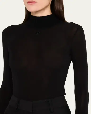 Courrèges Re-Edition Mock-Neck Long-Sleeve Fitted Top | Thumbnail 16
