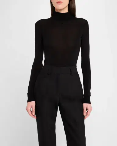 Courrèges Re-Edition Mock-Neck Long-Sleeve Fitted Top | Thumbnail 19