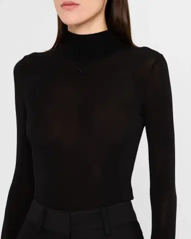 Courrèges Re-Edition Mock-Neck Long-Sleeve Fitted Top | Thumbnail 20