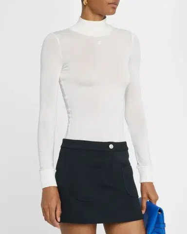 Courrèges Re-Edition Mock-Neck Long-Sleeve Fitted Top | Thumbnail 3