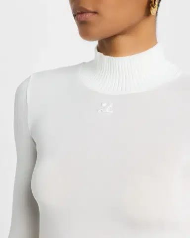 Courrèges Re-Edition Mock-Neck Long-Sleeve Fitted Top | Thumbnail 4