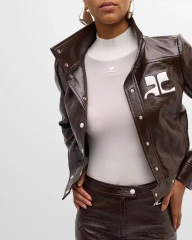 Courrèges Re-Edition Mock-Neck Long-Sleeve Fitted Top | Thumbnail 6