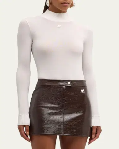 Courrèges Re-Edition Mock-Neck Long-Sleeve Fitted Top | Thumbnail 8