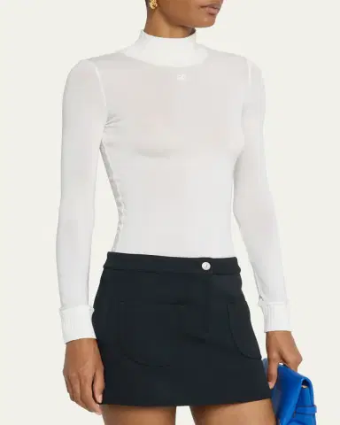 Courrèges Re-Edition Mock-Neck Long-Sleeve Fitted Top | Thumbnail 10