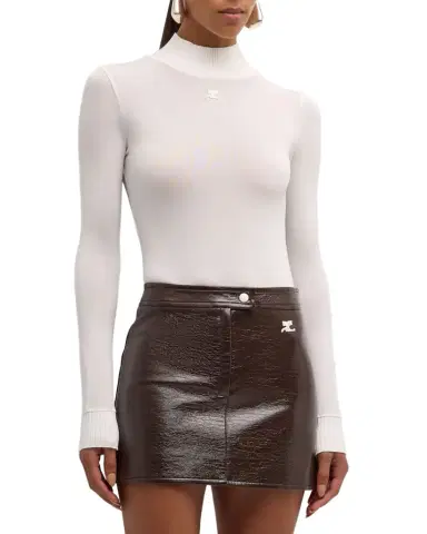 Courrèges Re-Edition Mock-Neck Long-Sleeve Fitted Top | Thumbnail 1